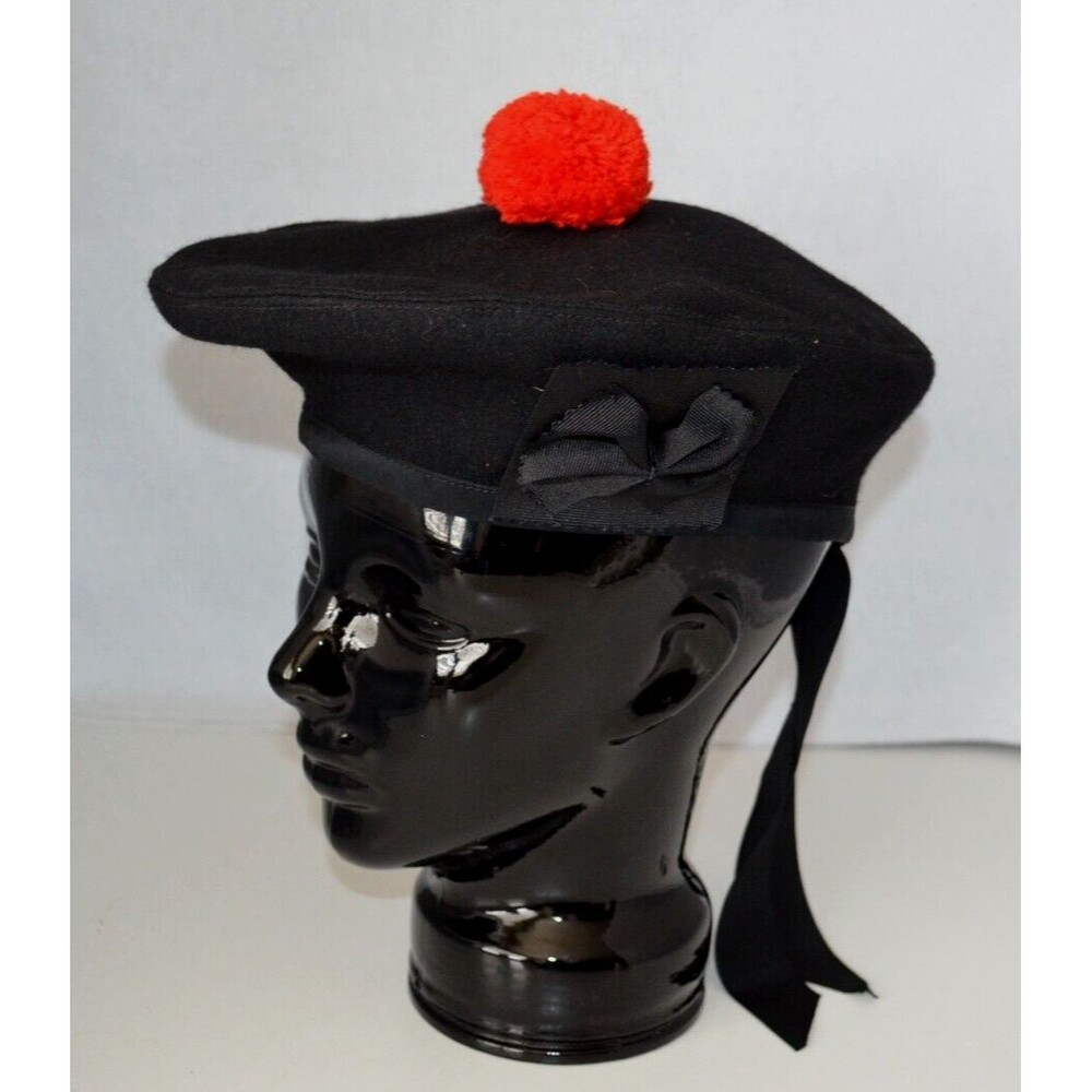 Maban of Scotland Wool Scottish Traditional Highlander Tam Hat Kilt Beret Black